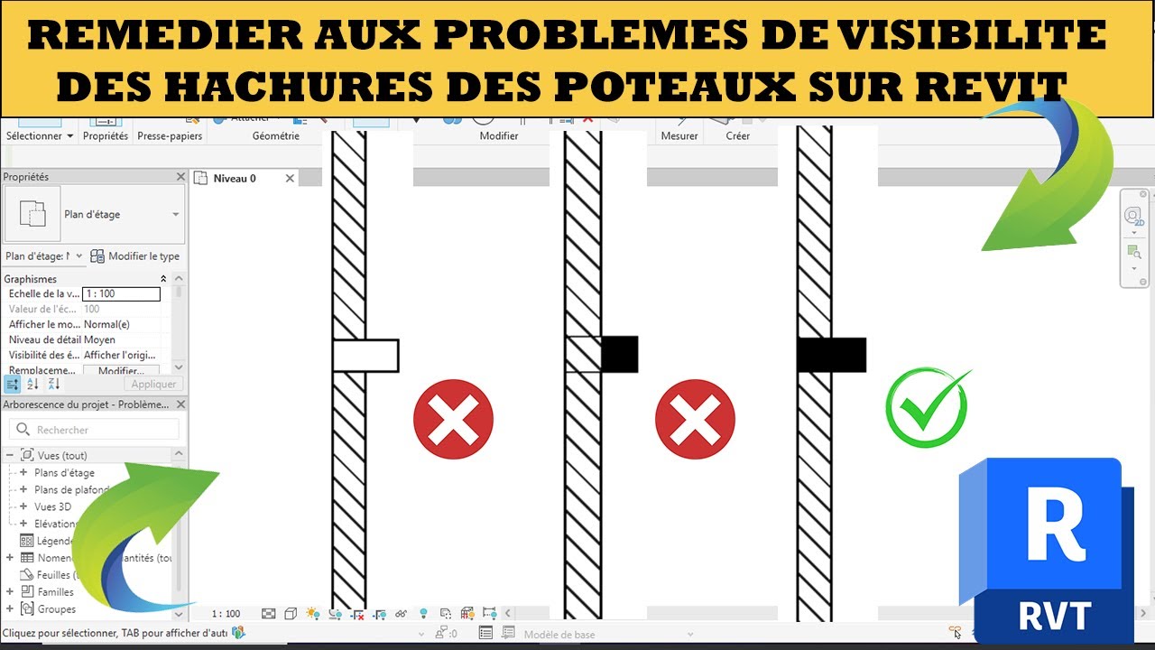 Remédier aux problèmes de visibilité des hachures des poteaux sur revit.