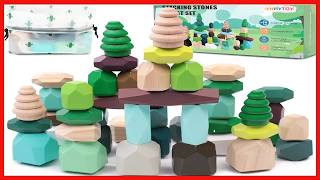 YHHYTOY 40Pcs Montessori Wooden Stacking Rocks – Educational STEM Toy for Toddlers