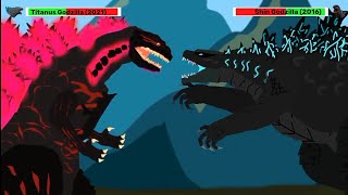 [DC2] Titanus Godzilla 2021 vs Shin Godzilla 2016 | ANIMATION with healthbars