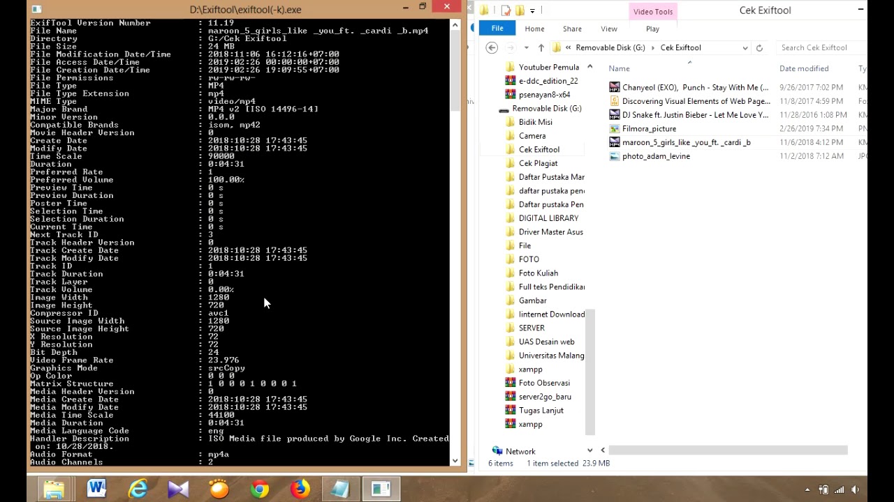 Tutorial Ekstraksi File Metadata Dari Gambar, Musik, PDF Dan Video Menggunakan Exiftool