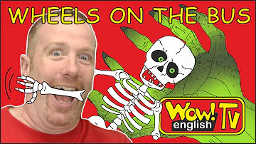 Wheels on the Bus Halloween Party from Steve and Maggie Finger Family for Kids | Wow English TV