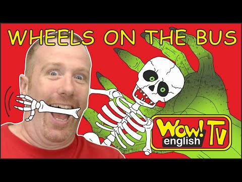 Wheels on the Bus Halloween Party from Steve and Maggie Finger Family for Kids | Wow English TV