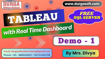 TABLEAU with Real Time Dashboard tutorials || Demo - 1 || by Mrs. Divya On 20-01-2025 @8PM IST