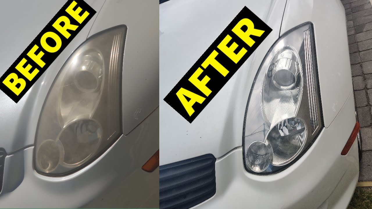 Headlight restore on G35 using household product (Super Easy) !!