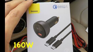 Unboxing Baseus Car Charger 160W USBC Macbook Qualcomm 5 tech