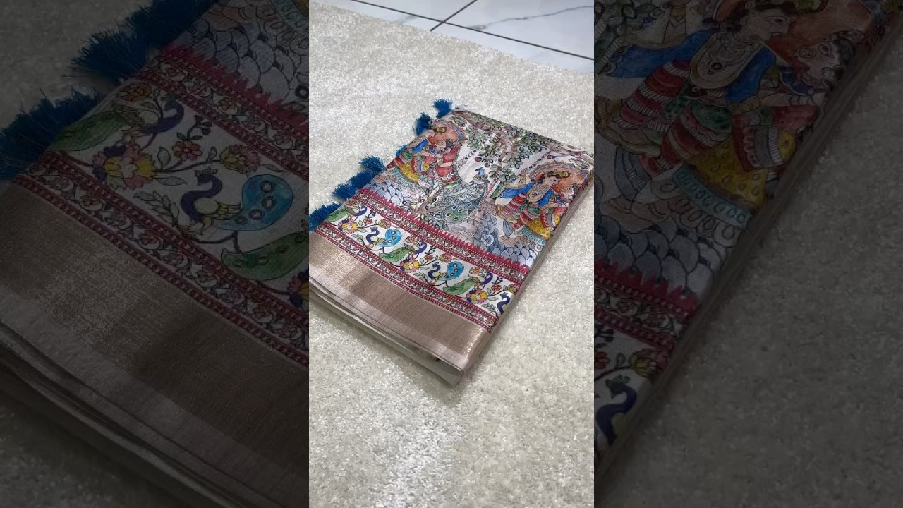 Tussar Silk Madhubani Digital Printed Saree