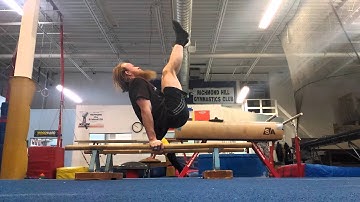 V sit on parallel bars for 18 seconds (PR)