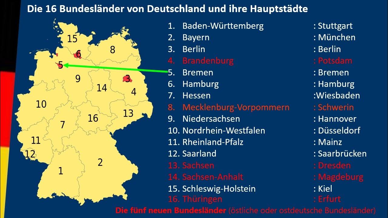Die 16 Bundesländer von Deutschland und ihre Hauptstädte YouTube