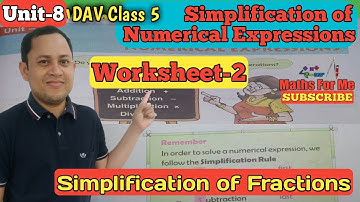 DAV Class 5 Maths | Ws-2 Unit-8 | Simplification of Numerical Expressions | Maths For Me