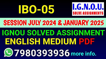 IBO 5 Solved Assignment 2024-25 English, IBO 5 Solved Assignment 24-25, IBO-05 Assignment