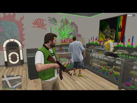 GTA 5 - Weed Store Shootout + Six Star Escape