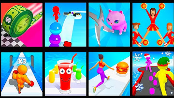 Brick Builder,Stack Rider,Slice it all,Cheerleader Run, level up Run,Juice Run,Twerk run,Giant Rush