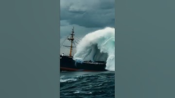 How Did This Ship Escape the Massive Wave Chasing It? #scaryocean #ship #tidalwave