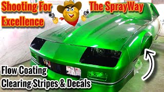 How To Flow Coat A Car & Clear Over Pinstripes & Vinyl Decals CANDY GREEN PAINTED CHEVY CAMARO IROC