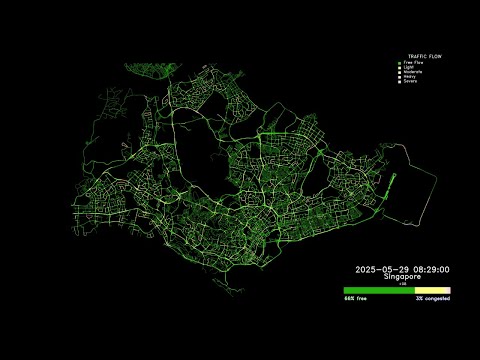 Traffic Flow Visualization of Singapore Over 24 Hours