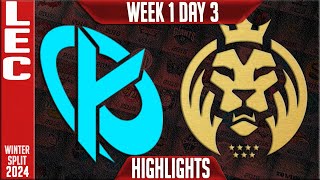 KC vs MAD Highlights | LEC Winter 2024 Week 1 Day 3 | Karmine Corps vs MAD Lions KOI