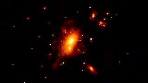 Evolution of Galaxy Cluster,10 billion Years, xz Projection