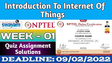 Nptel IoT Week 1 Quiz Answers 2022 | Introduction to Internet of Things Week 1 Solutions