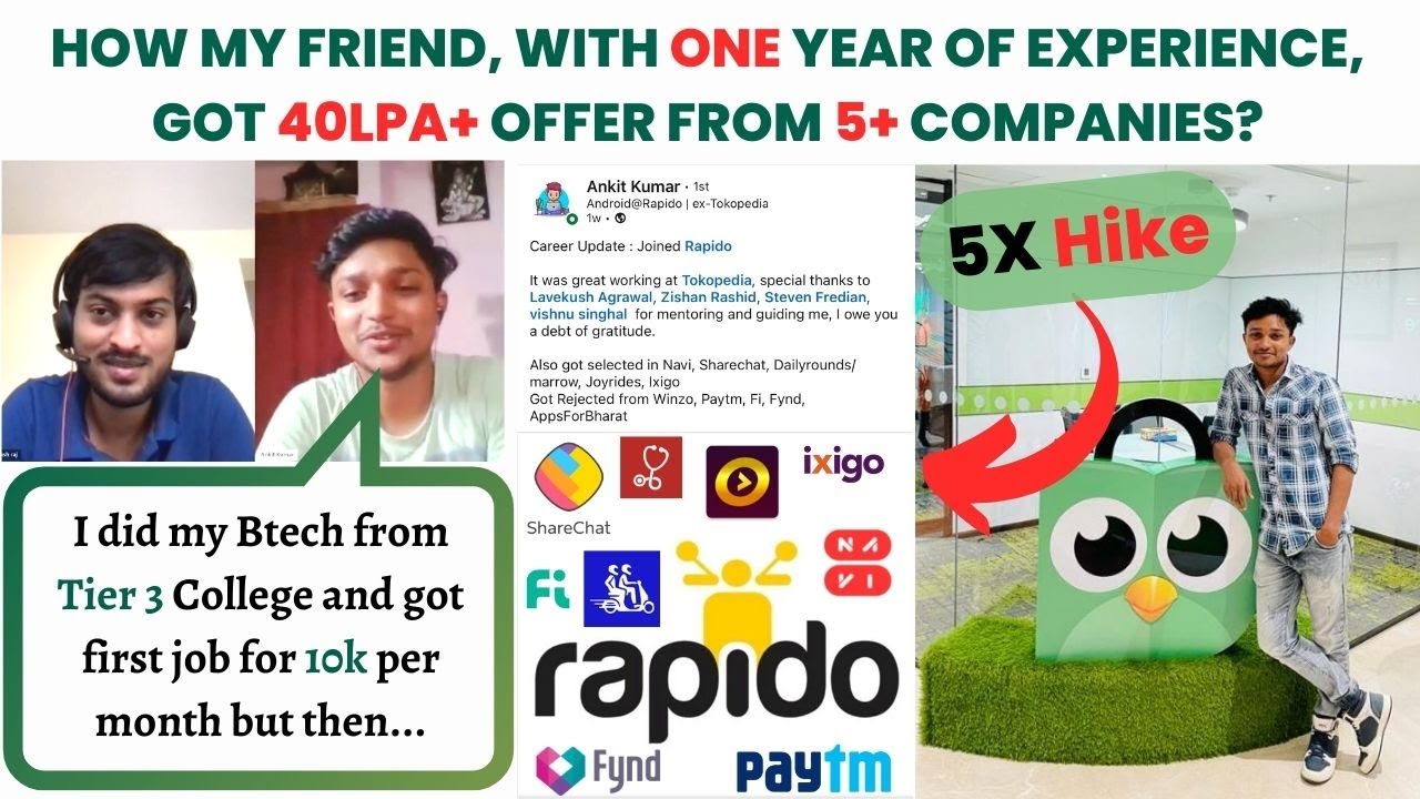 10K/mo to 40 LPA 🔥 SD Job 1 year of Exp. 💸 5+ Offers Detailed