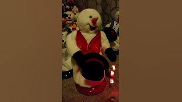 RARE! Gemmy animated snowflake spinning snowman 2003 red base version