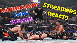 Streamers React! Bronson Reed joins Rollins faction!! #wwe #saturdaynightmainevent #bronsonreed