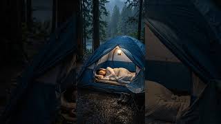 🌲 Cozy Rain Camping at Night – Thunder, Tent & Campfire Sounds