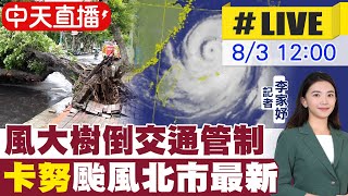 中天直播#LIVE】風大樹倒交通管制卡努颱風北市最新狀況20230803 ‪@中天‬ ...