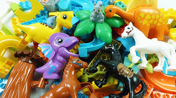 Satisfying Building Blocks coaster Marble Run ASMR Lovely Animals and Dinosaurs course