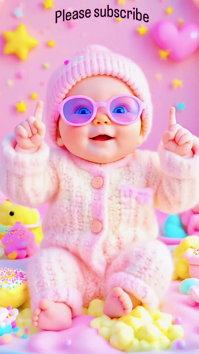 #cute 🥰 100% Cuteness Overload: Sweet Baby Laughing in a Pastel Rainbow World! 🥰