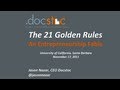 The 21 Golden Rules of Entrepreneurship - A Real Life Fable by Jason Nazar