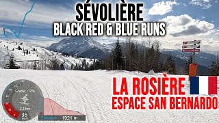 [4K] Skiing La Rosière, Sévolière - Black Red & Blue Runs, Espace San Bernardo France, GoPro HERO13