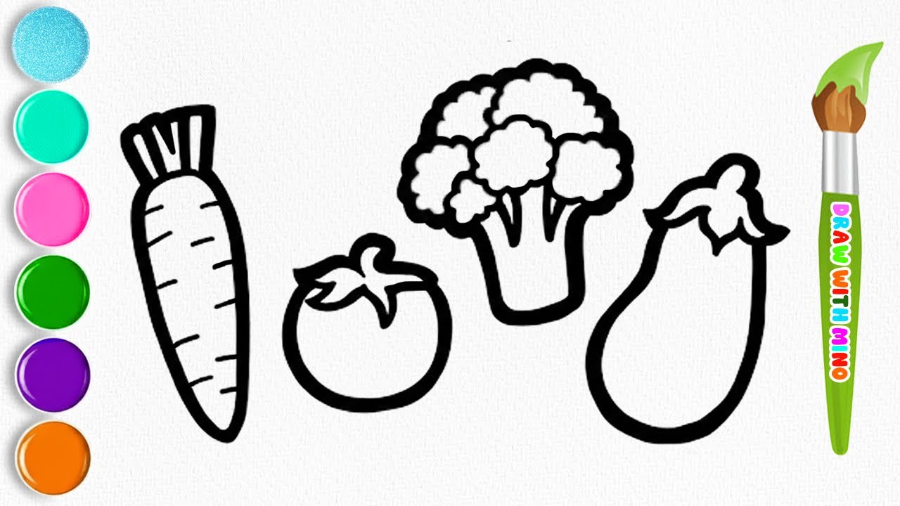 How to Draw and Color Vegetables 🥕🎨 Easy Drawing for Kids - YouTube