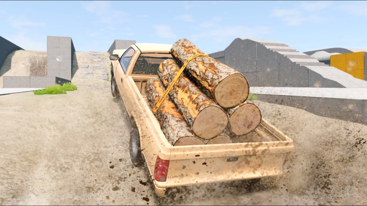 How Well Does A Stock Truck Handle A Full Load Of Logs? (Offroad Courses) - BeamNG.drive