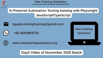 Playwright & JavaScript Day2 Video On 29th November 2025. contact or whatsapp us on +91-9052903733.