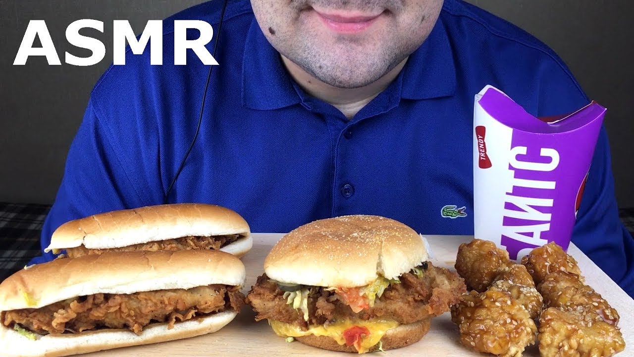 ASMR KFC CHEESEBURGER, LONGER and TERIYAKI BITES (Eating Sounds) Mukbang *NO TALKING* eating asmr meaning