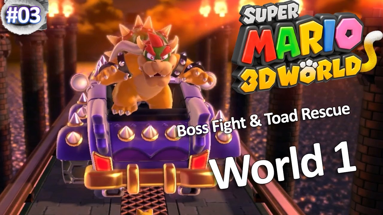 👑 Super Mario 3D World | World 1 - Boss Fight & Toad Rescue