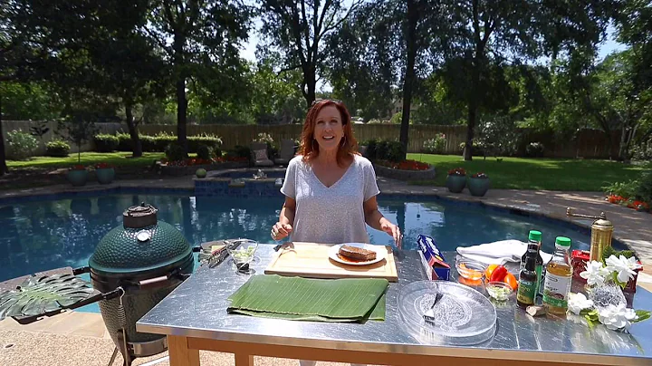 Big Green Egg grilling, fish in banana leaves, Che...