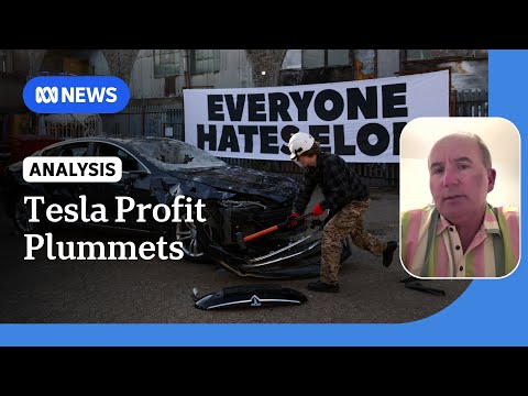 Tesla profit slumps 71 per cent amid boycotts and vandalism of vehicles | ABC NEWS Episode cover