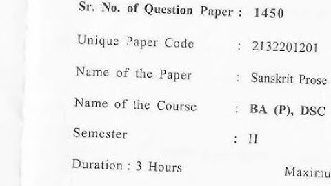 Sanskrit Prose Question Paper PYQ BA (P) DSC #delhiuniversity #questionpaper