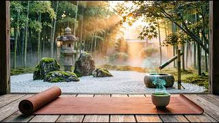 Zen Garden  Yoga Ambience 🎋 Sunrise Garden, Water & Wind | 3 Hours Yoga, Meditation & Stretching
