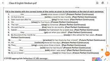 CLASS 8 ENGLISH WORKSHEET 28|28-10-2021|TENSES PART 4|EXPLORE ENJOY AND ENRICH