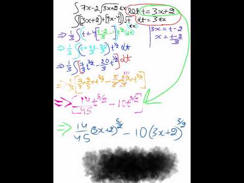 Integration of (7x-2)โ(3x+2)