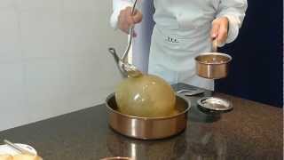 Presenting Guinea Hen Cooked in Pig Bladder - Guy Savoy Las Vegas