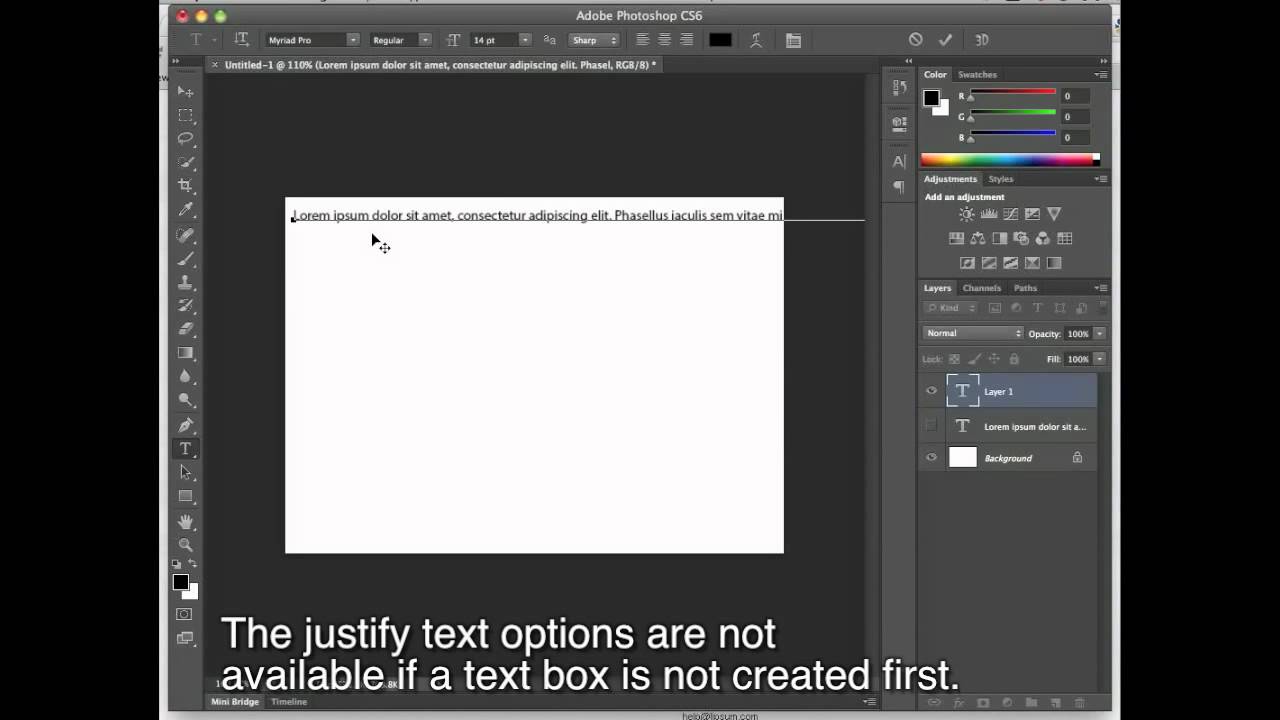 Photoshop Justify Text Tutorial Youtube