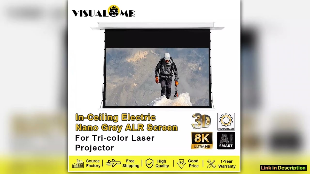 InCeiling Nano Grey Electric ALR Recessed Projector Screen TabTensioned Motorized Projection 4K for