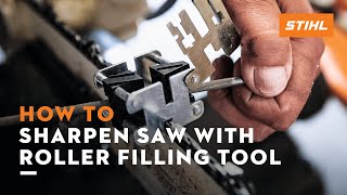 STIHL FG4 ꘡ How to sharpen a saw with our roller filing tool | STIHL Tutorial