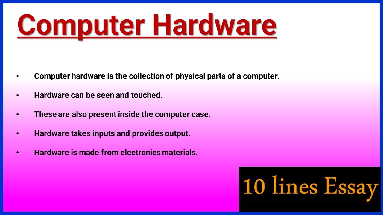 10 lines essay on Computer HardwareEnglish YouTube