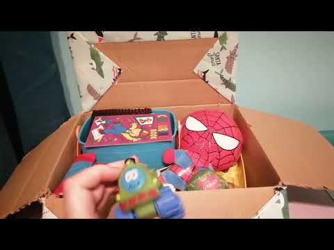 Boy 2-4 Operation Christmas Child shoebox. In an Amazon box.