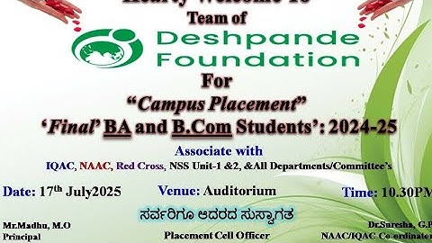 The Campus Placement for Final Year BA and B.Com Students: 2025-26 Batch, dtd.17.07.2025