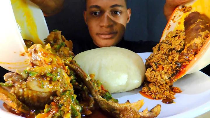 ASMR MIXING OKRA SOUP AND EGUSI TOGETHER WITH FUFU! MUKBANG EATING(No talking)|food Monger
